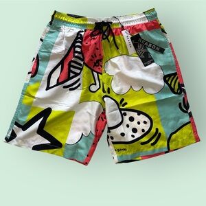 Reason Brand Colorful Graphic Pop Art Men's Swim Shorts